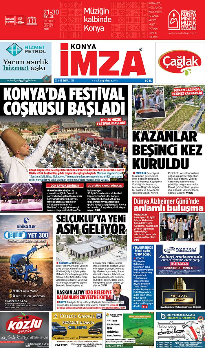 Konya İmza E-GAZETE (23 / 29 Eylül 2026) 1