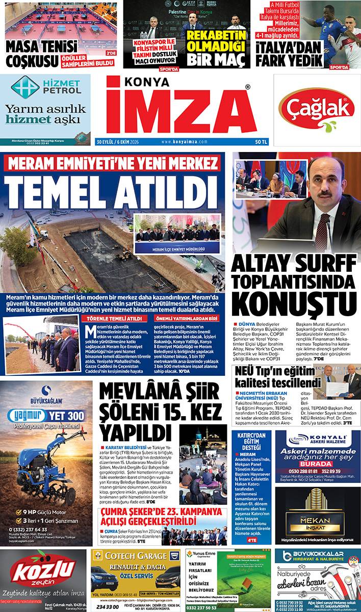 Konya İmza E-GAZETE (30 Eylül / 6 Ekim 2026) 1