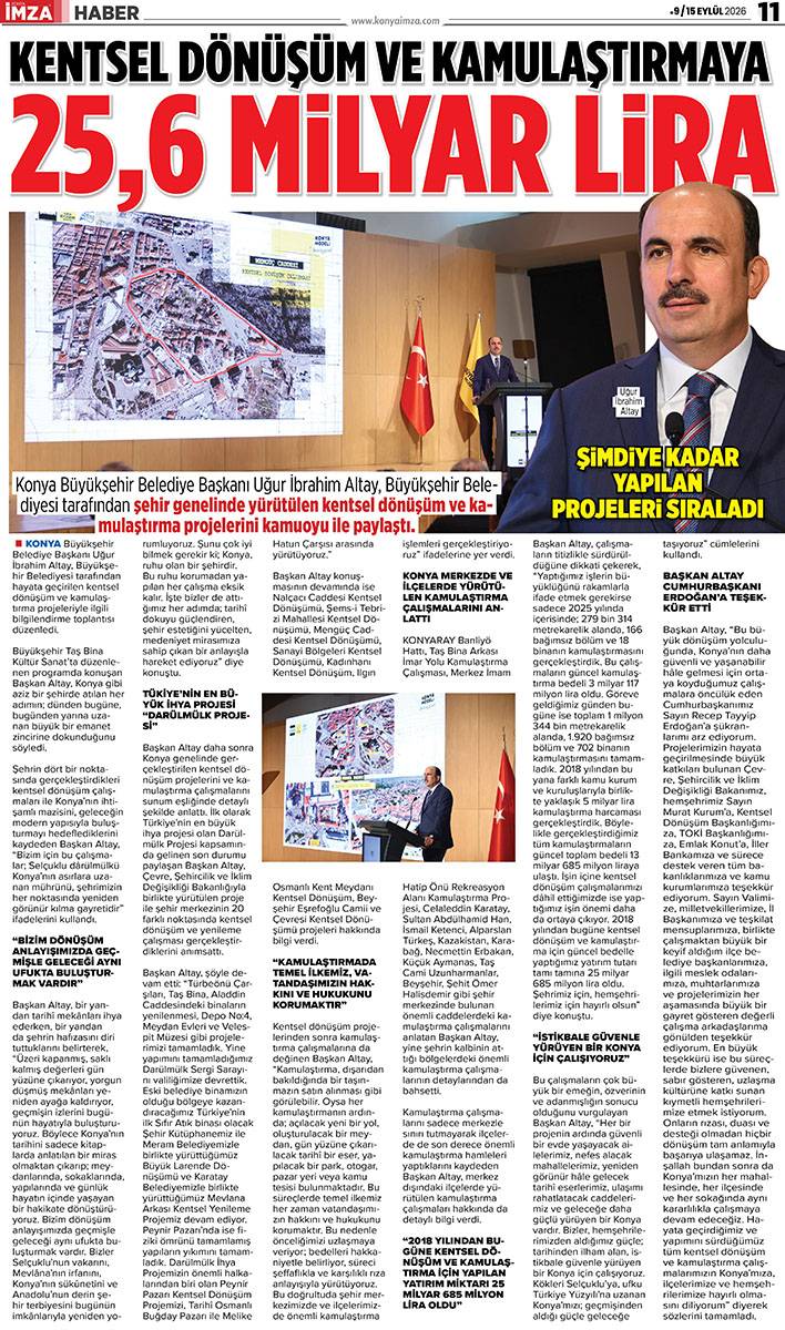 Konya İmza E-GAZETE (9 / 15 Eylül 2026) 11