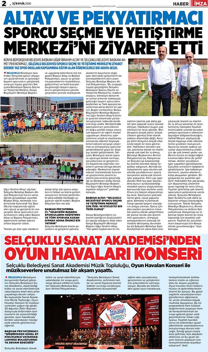 Konya İmza E-GAZETE 2 / 8 Eylül 2026 2