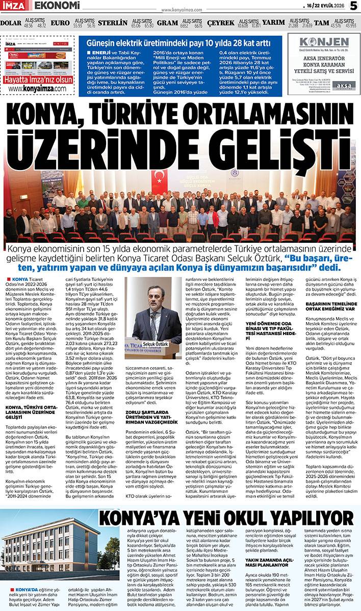 Konya İmza E-GAZETE (16 / 22 Eylül 2026) 5