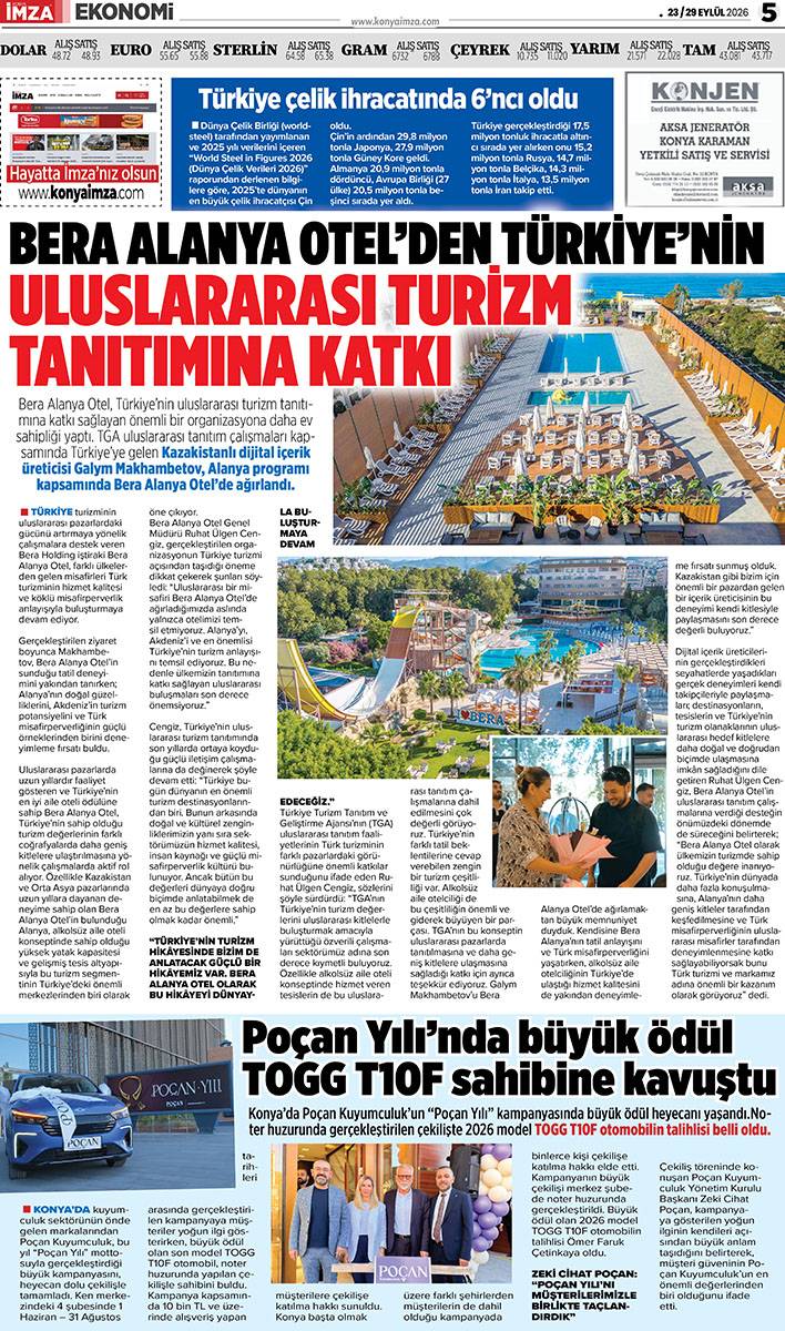 Konya İmza E-GAZETE (23 / 29 Eylül 2026) 5