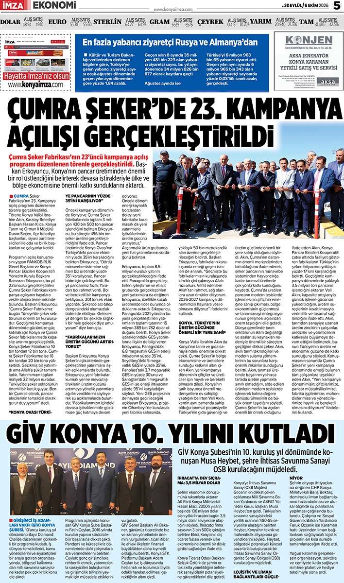 Konya İmza E-GAZETE (30 Eylül / 6 Ekim 2026) 5