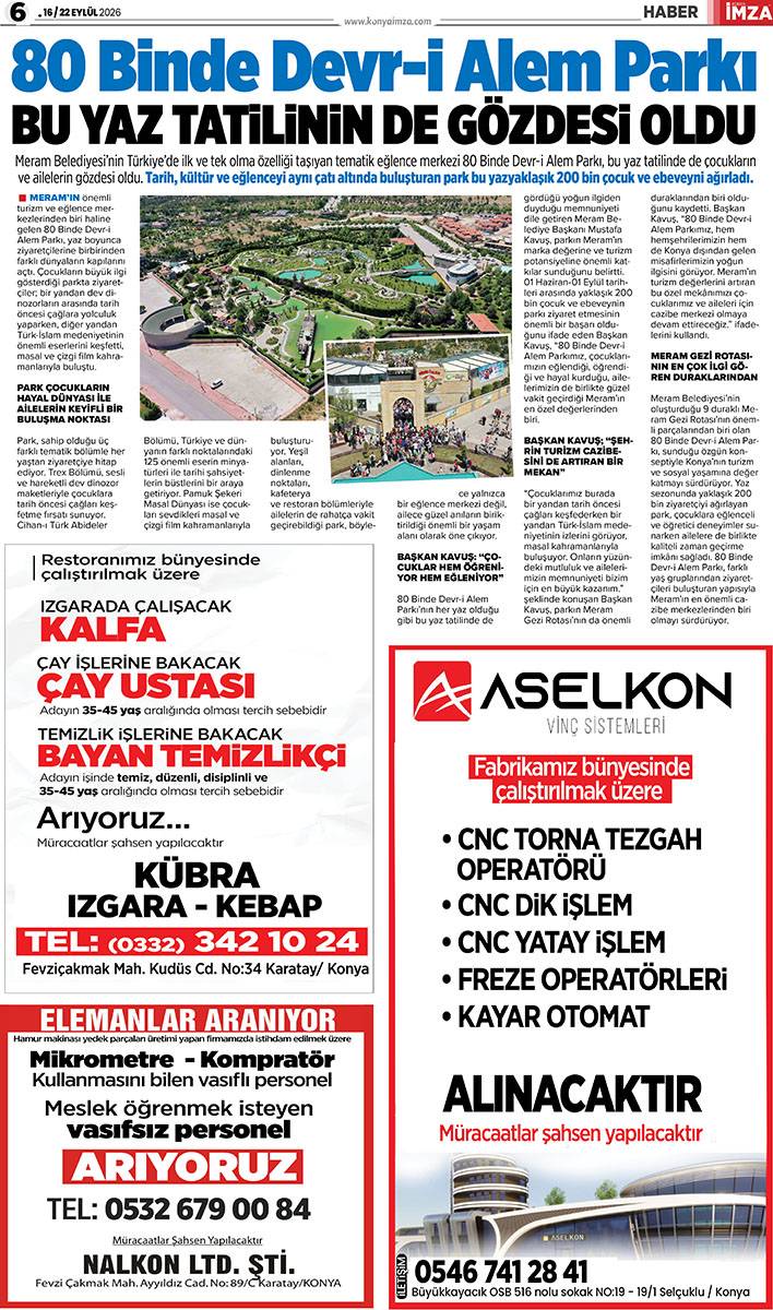 Konya İmza E-GAZETE (16 / 22 Eylül 2026) 6
