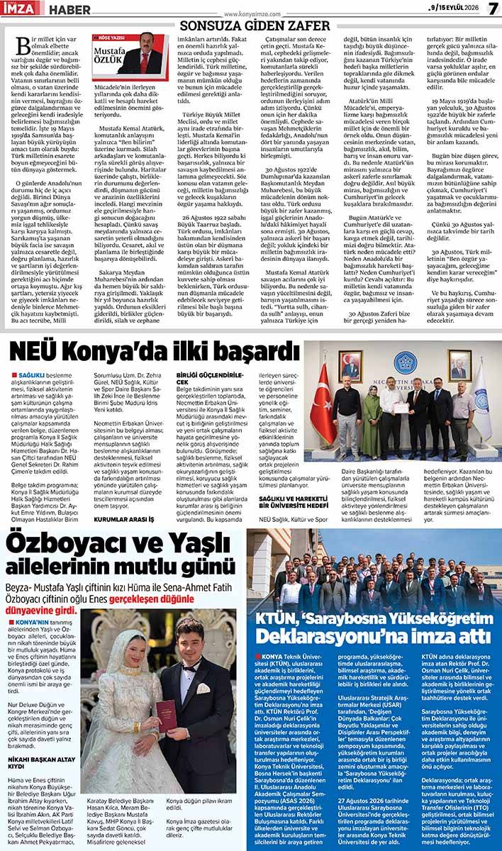 Konya İmza E-GAZETE (9 / 15 Eylül 2026) 7