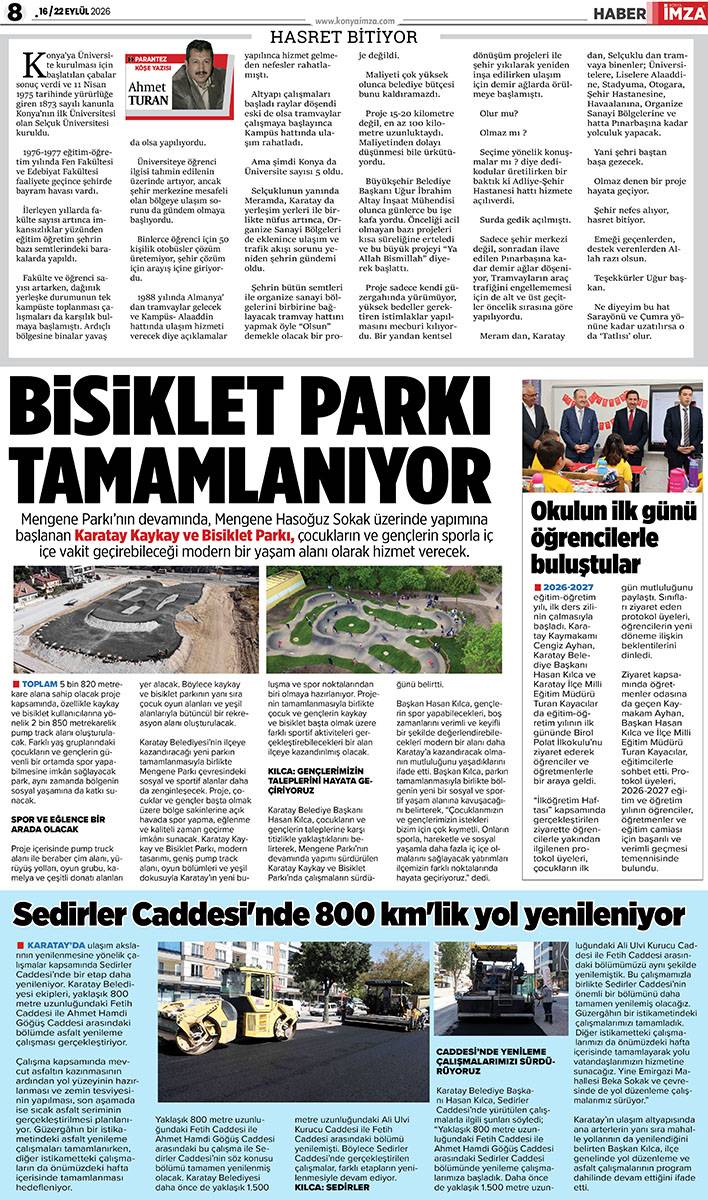 Konya İmza E-GAZETE (16 / 22 Eylül 2026) 8