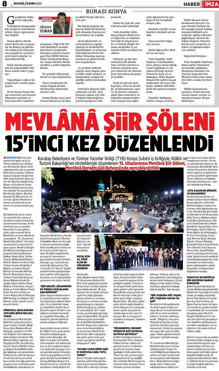 Konya İmza E-GAZETE (30 Eylül / 6 Ekim 2026) 8