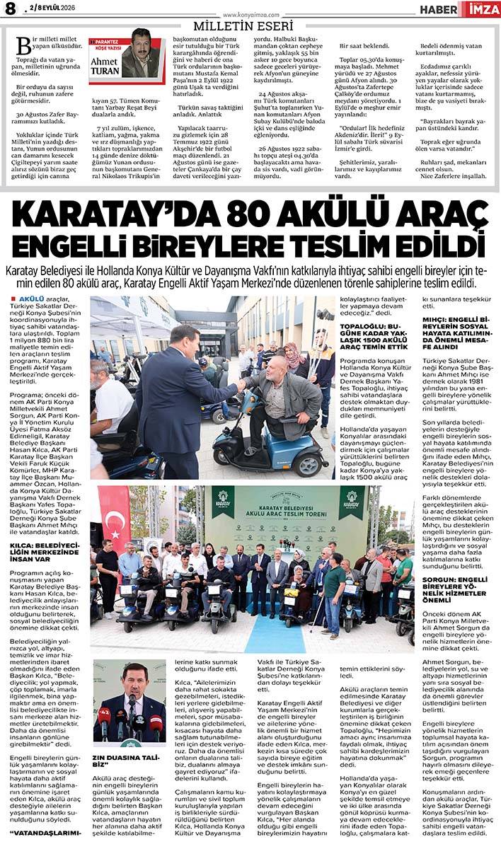 Konya İmza E-GAZETE 2 / 8 Eylül 2026 8