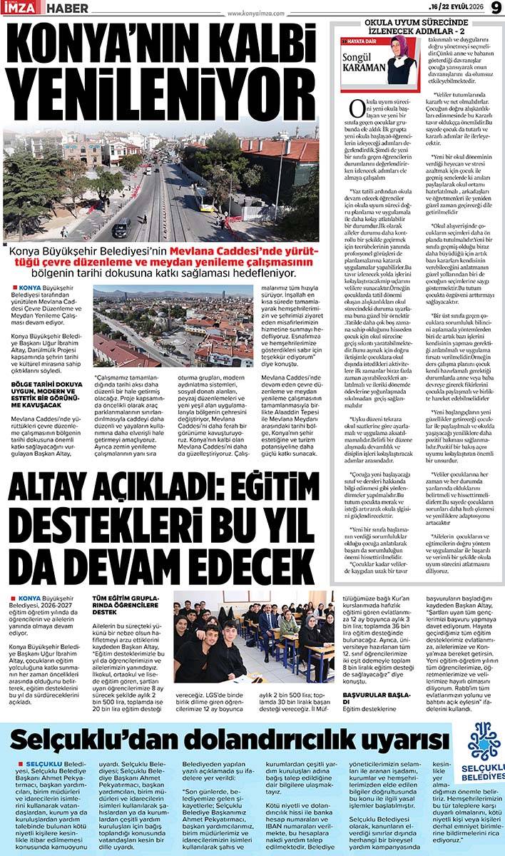 Konya İmza E-GAZETE (16 / 22 Eylül 2026) 9
