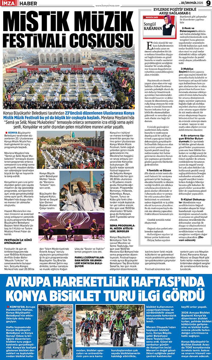 Konya İmza E-GAZETE (23 / 29 Eylül 2026) 9