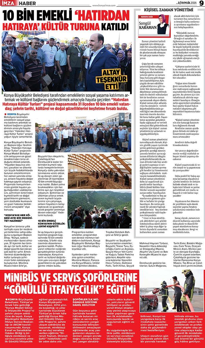 Konya İmza E-GAZETE 2 / 8 Eylül 2026 9
