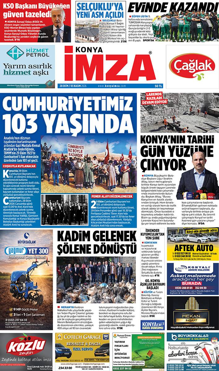 Konya İmza E-GAZETE (28 Ekim / 3 Kasım 2026) 1