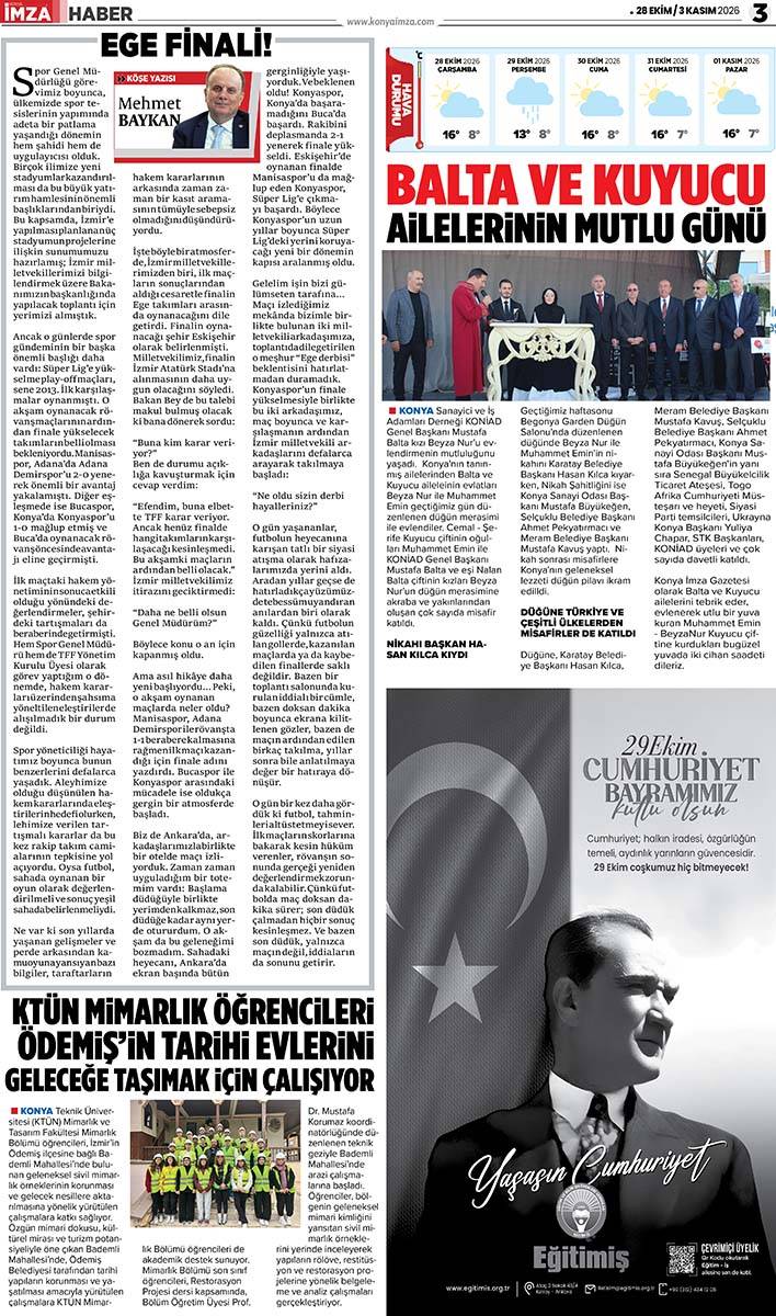 Konya İmza E-GAZETE (28 Ekim / 3 Kasım 2026) 3