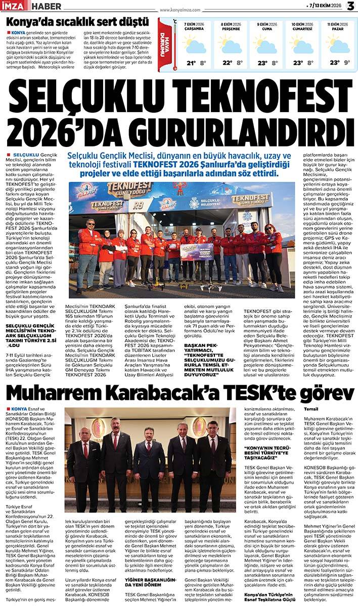 Konya İmza E-GAZETE (7 / 13 Ekim 2026) 3