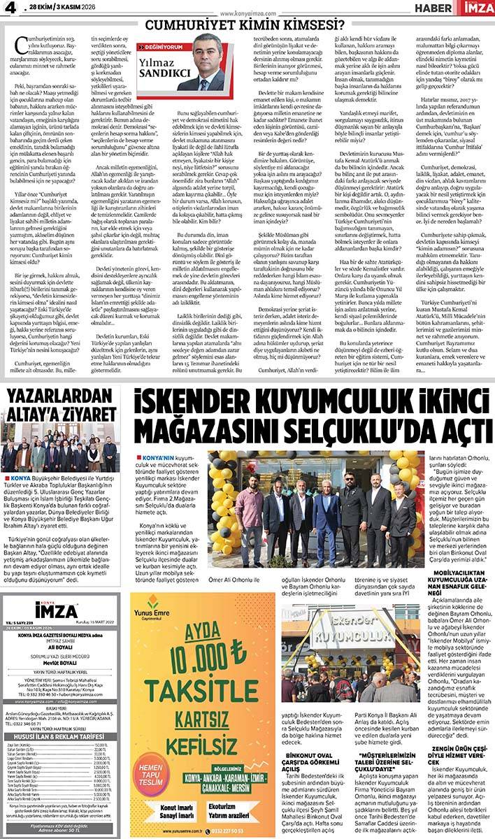 Konya İmza E-GAZETE (28 Ekim / 3 Kasım 2026) 4