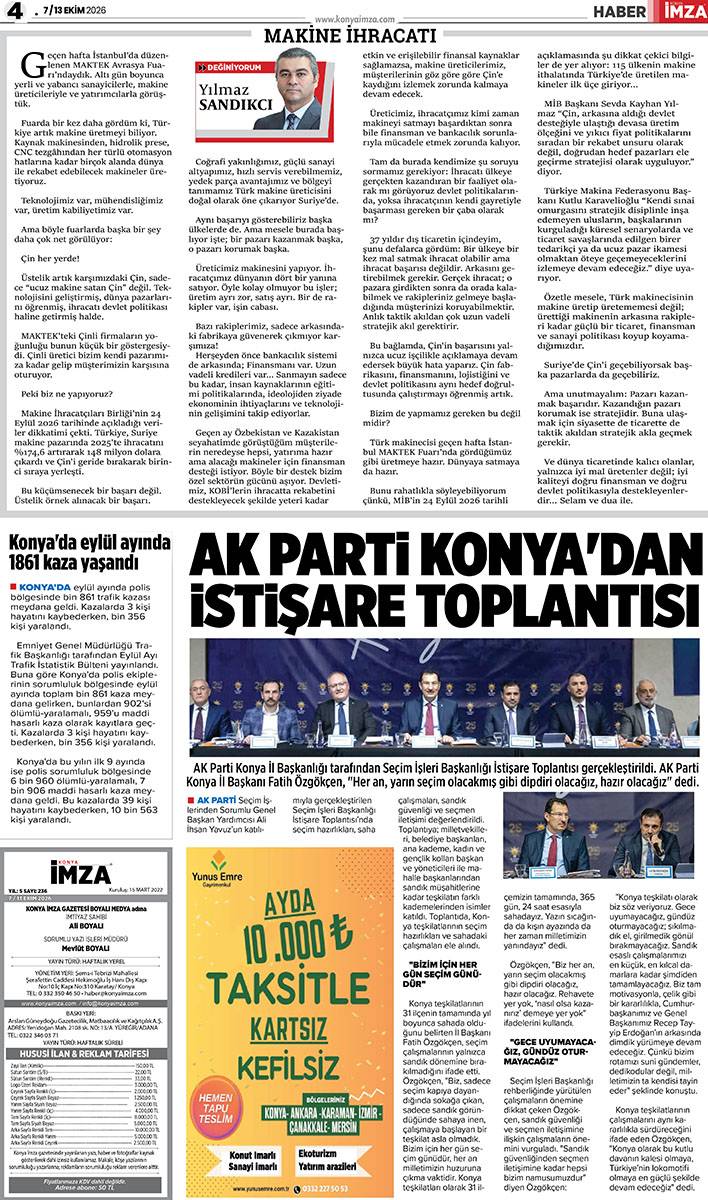 Konya İmza E-GAZETE (7 / 13 Ekim 2026) 4