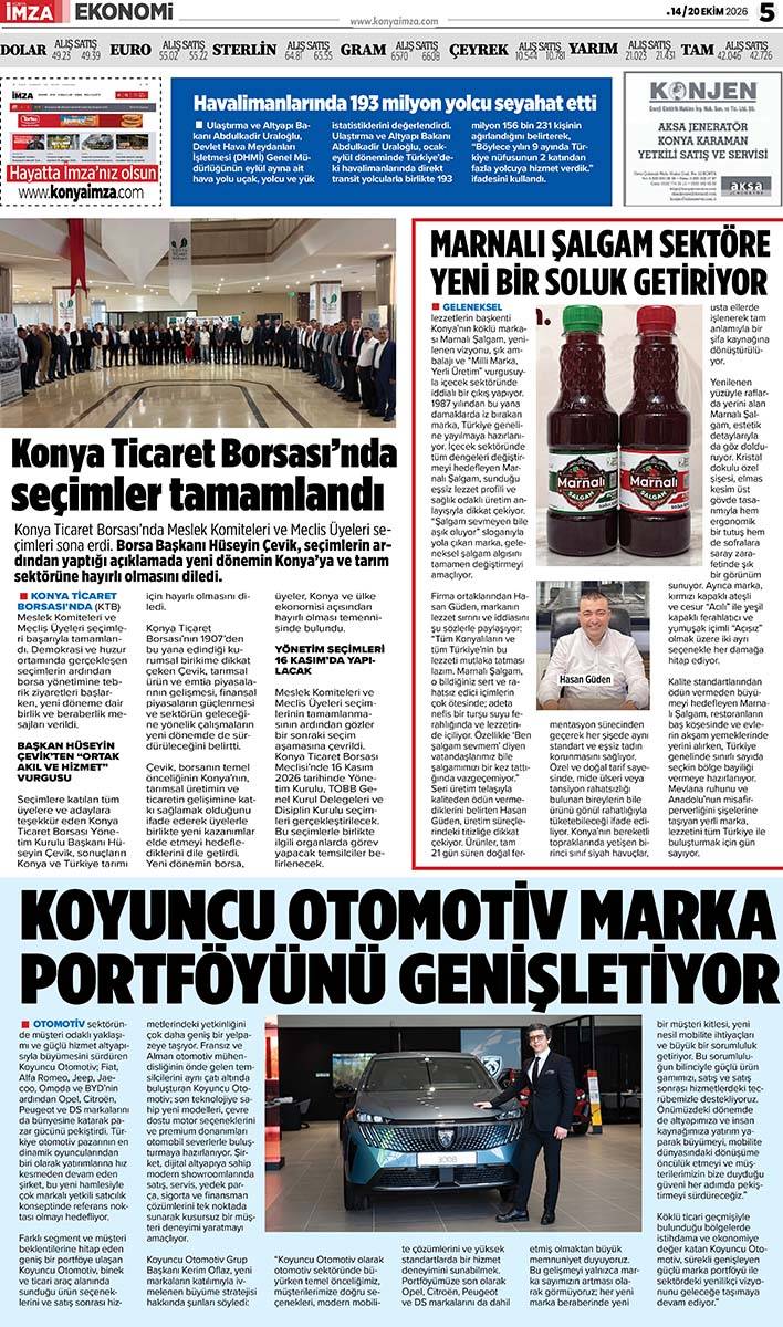 Konya İmza E-GAZETE (14 / 20 Ekim 2026) 5
