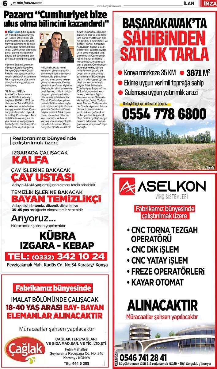 Konya İmza E-GAZETE (28 Ekim / 3 Kasım 2026) 6