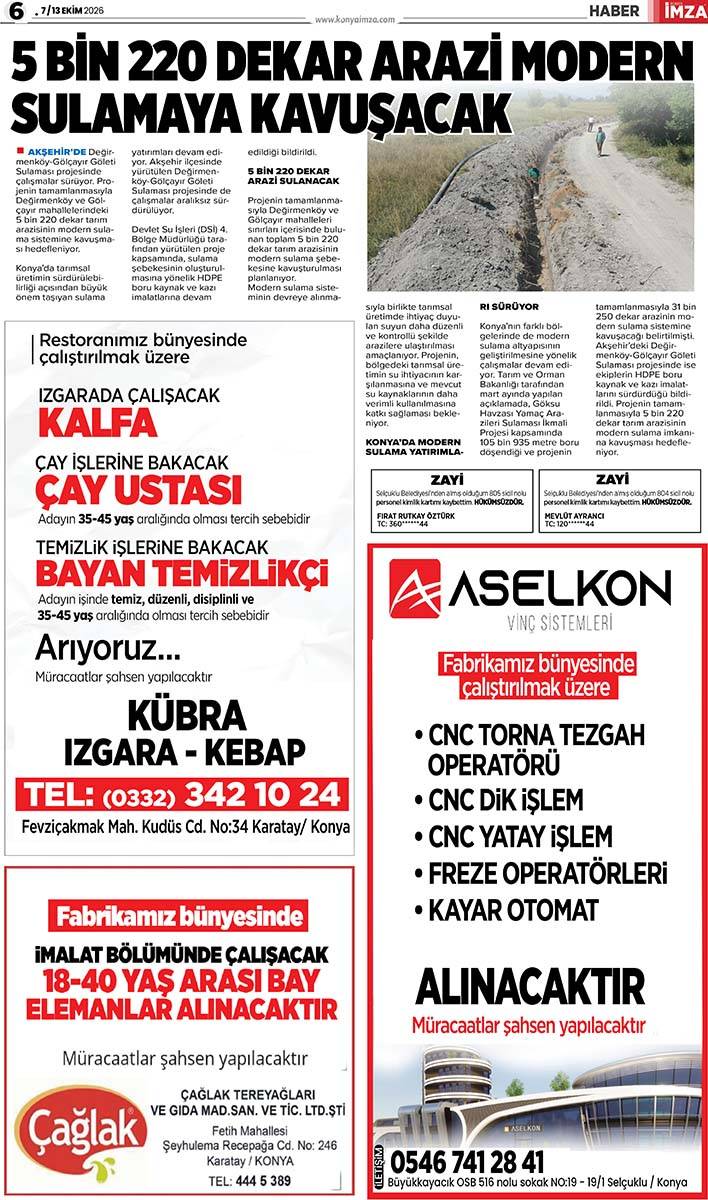 Konya İmza E-GAZETE (7 / 13 Ekim 2026) 6