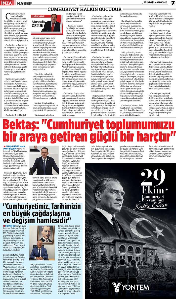 Konya İmza E-GAZETE (28 Ekim / 3 Kasım 2026) 7