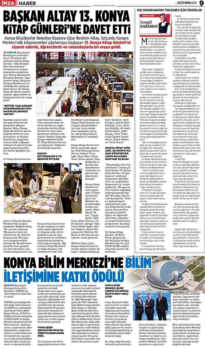 Konya İmza E-GAZETE (21 / 27 Ekim 2026) 9