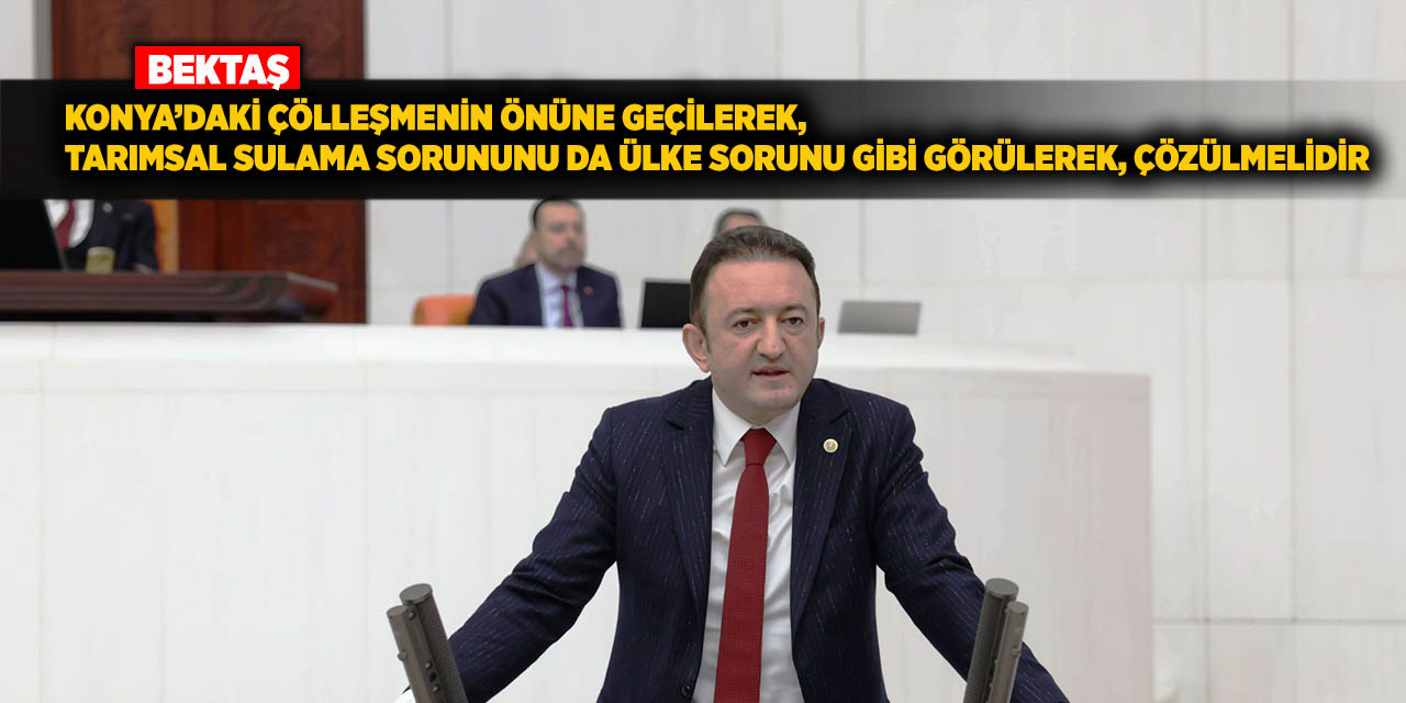 Bektaş: Konya’daki çölleşmenin önüne geçilerek, tarımsal sulama sorununu da ülke sorunu gibi görülerek, çözülmelidir