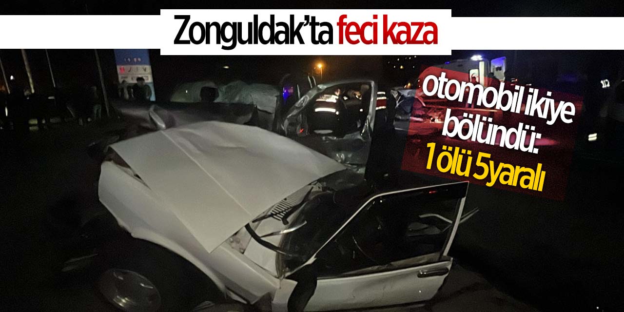 Zonguldak'ta feci kaza! Araç ikiye bölündü