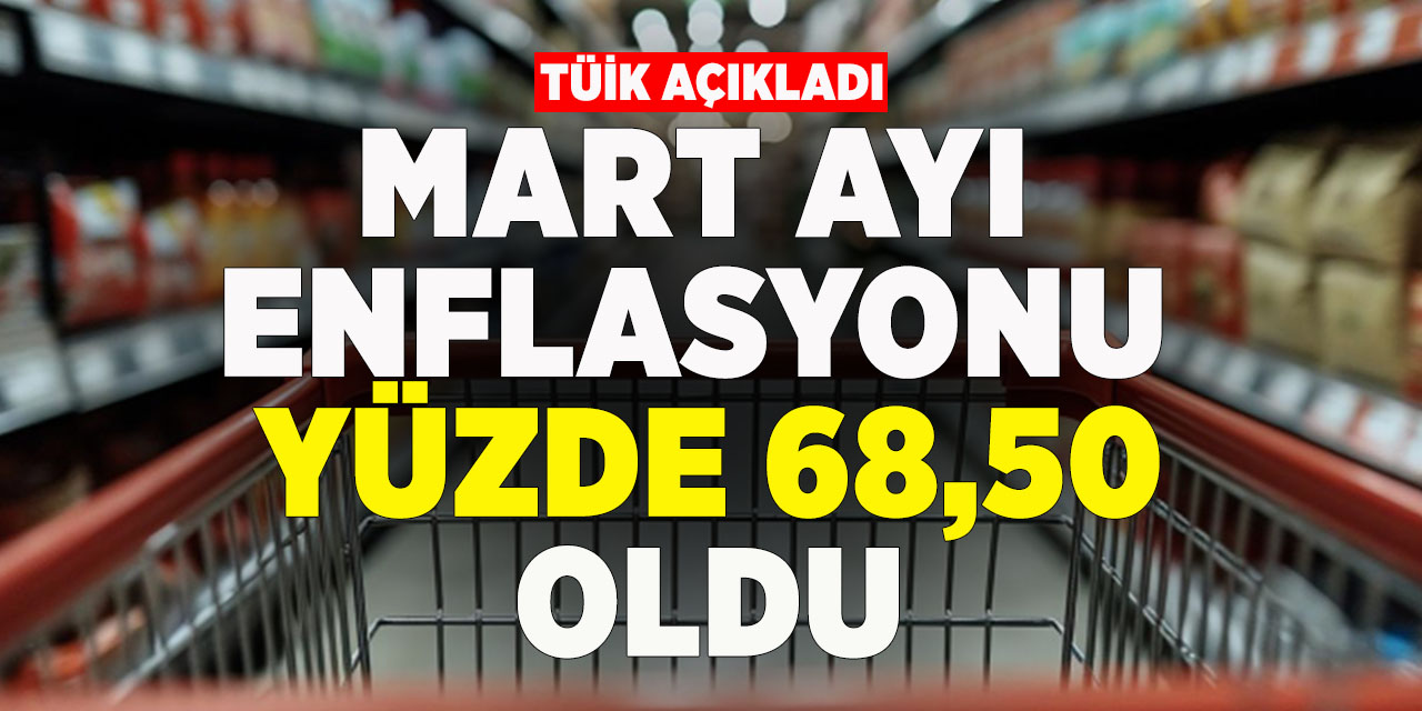 Mart ayında yıllık enflasyon yüzde 68,50 oldu