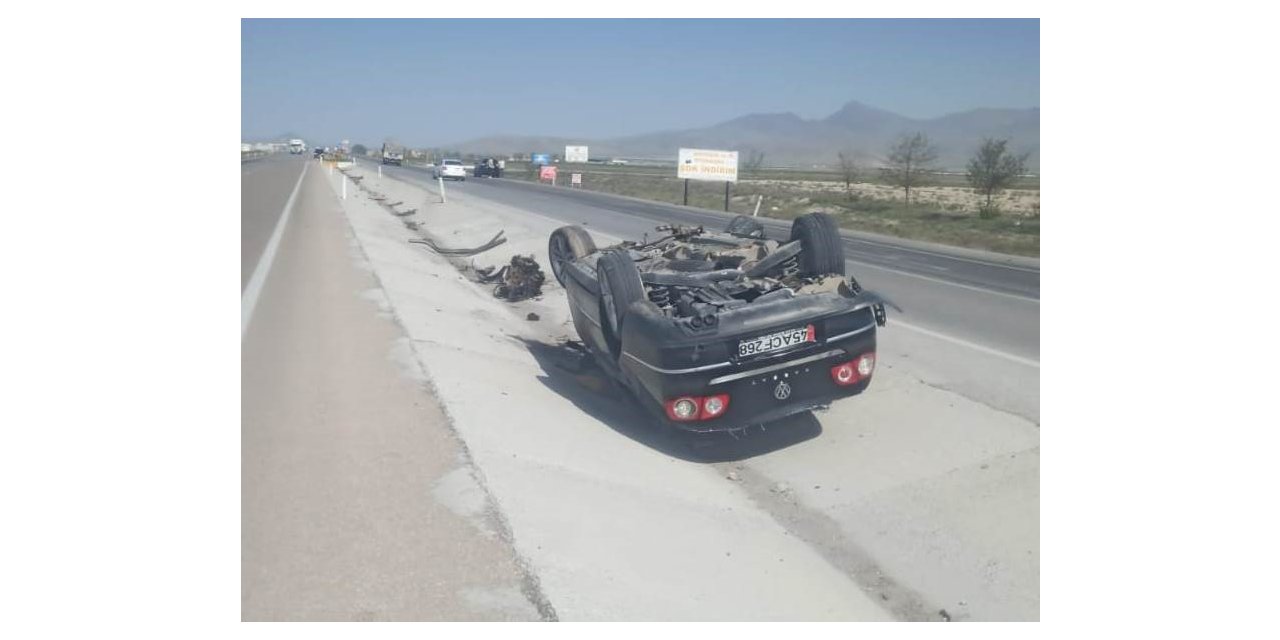 Konya’da kontrolden çıkan otomobil takla attı: 2 yaralı