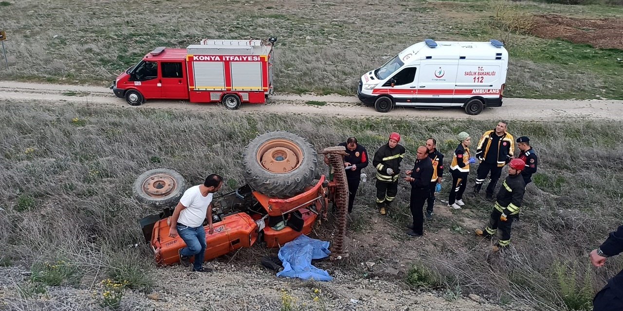Şarampole devrilen traktörün sürücüsü hayatını kaybetti