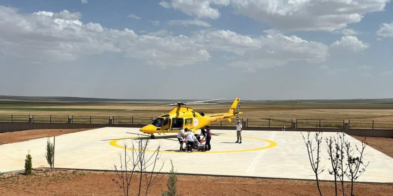 Konya'da kalp krizi geçiren bir vatandaş,  ambulans helikopterle hastaneye sevk edildi
