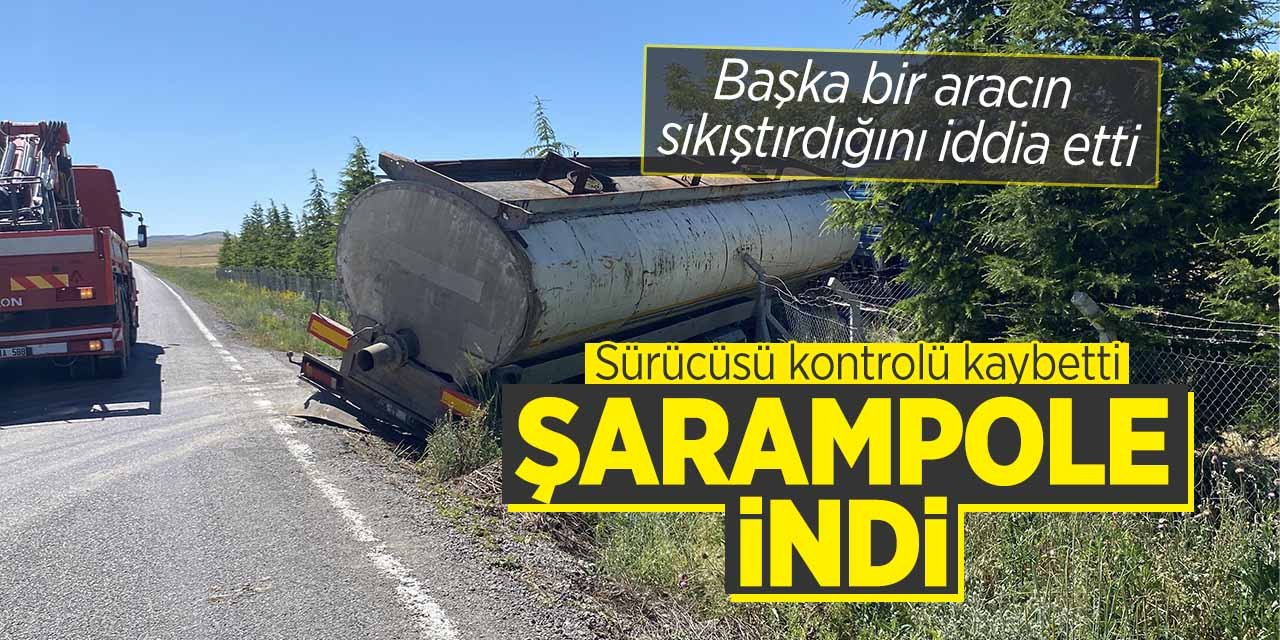 Konya'da sürücü kontrolünü kaybetti, tır şarampole indi! Başka bir aracın kendisini sıkıştırdığını iddia etti