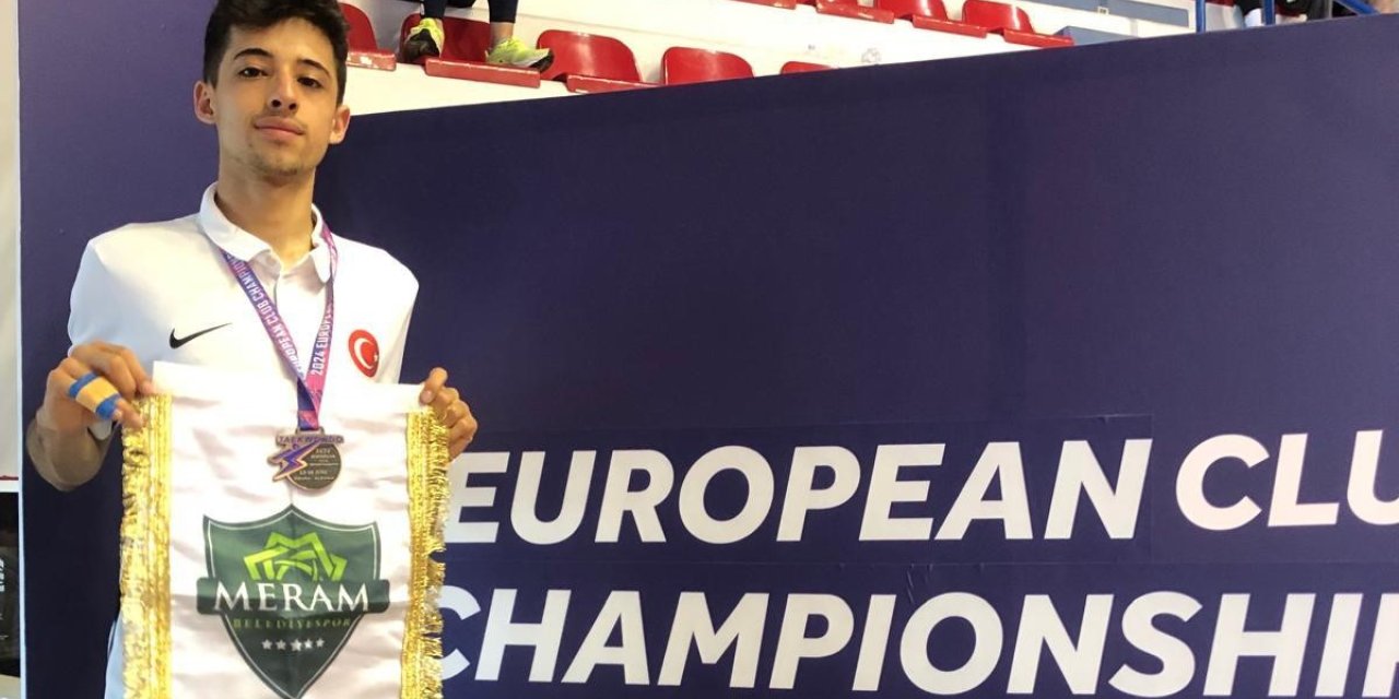 Meram Belediyespor madalyaya doymuyor! Bu kez Avrupa üçüncülüğü Taekwondocu Abdullah Dönmez'den geldi
