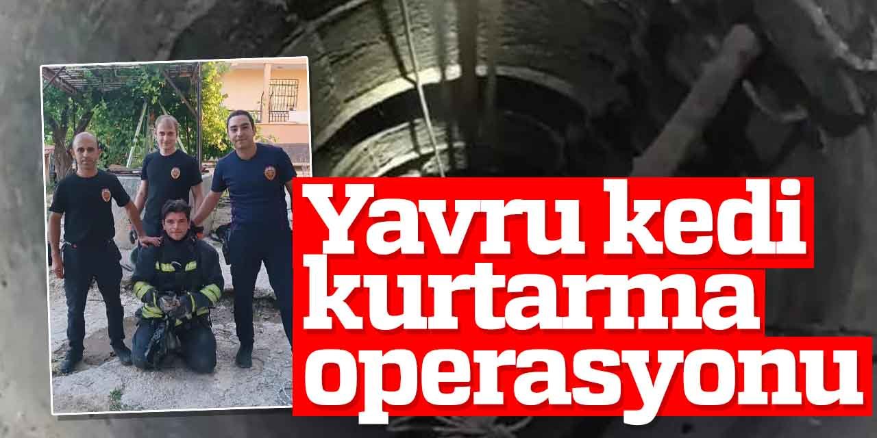 Konya'da yavru kedi kurtarma operasyonu! Kuyuya düşmüştü imdadına yetiştiler