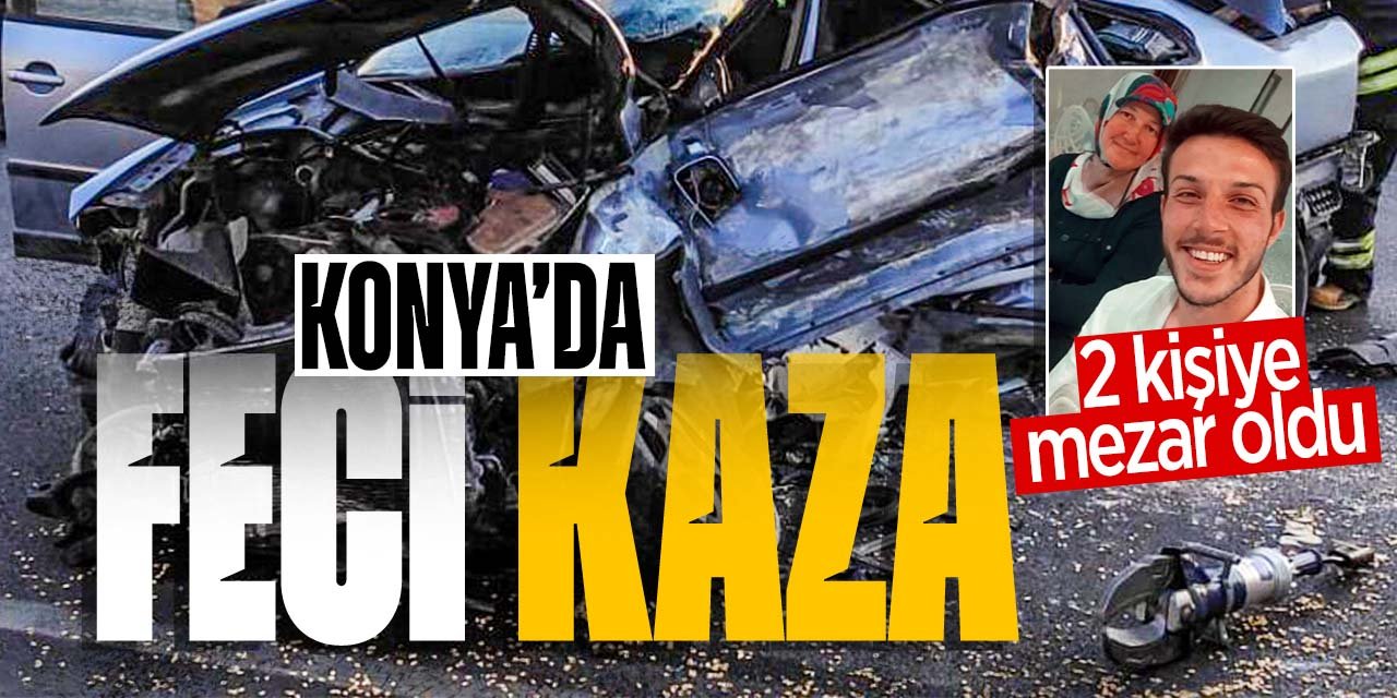 Konya'da tır ile çarpışan otomobil 2 kişiye mezar oldu