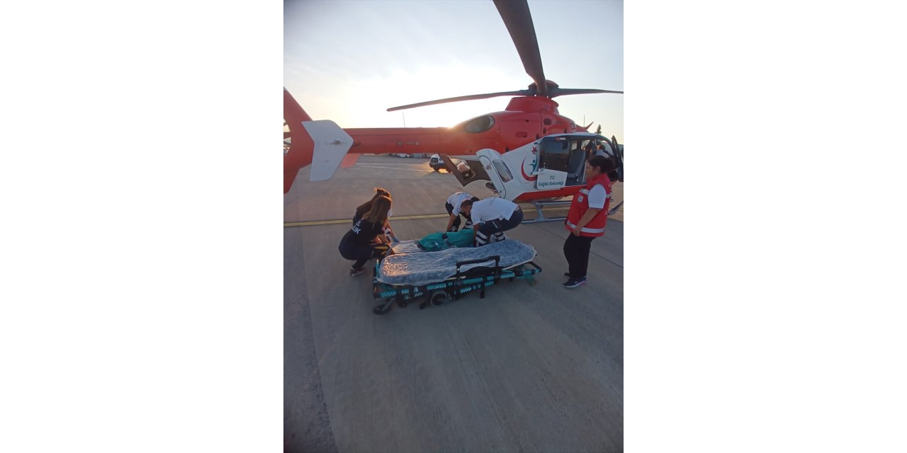 Ambulans helikopter yanık tedavisi gören çocuk için havalandı