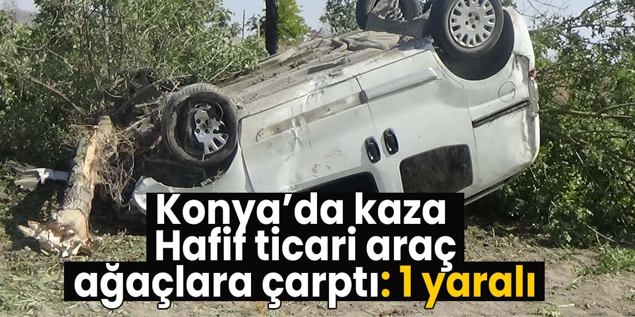 Konya'da kaza! Hafif ticari araç ağaçlara çarptı! 1 kişi yaralandı