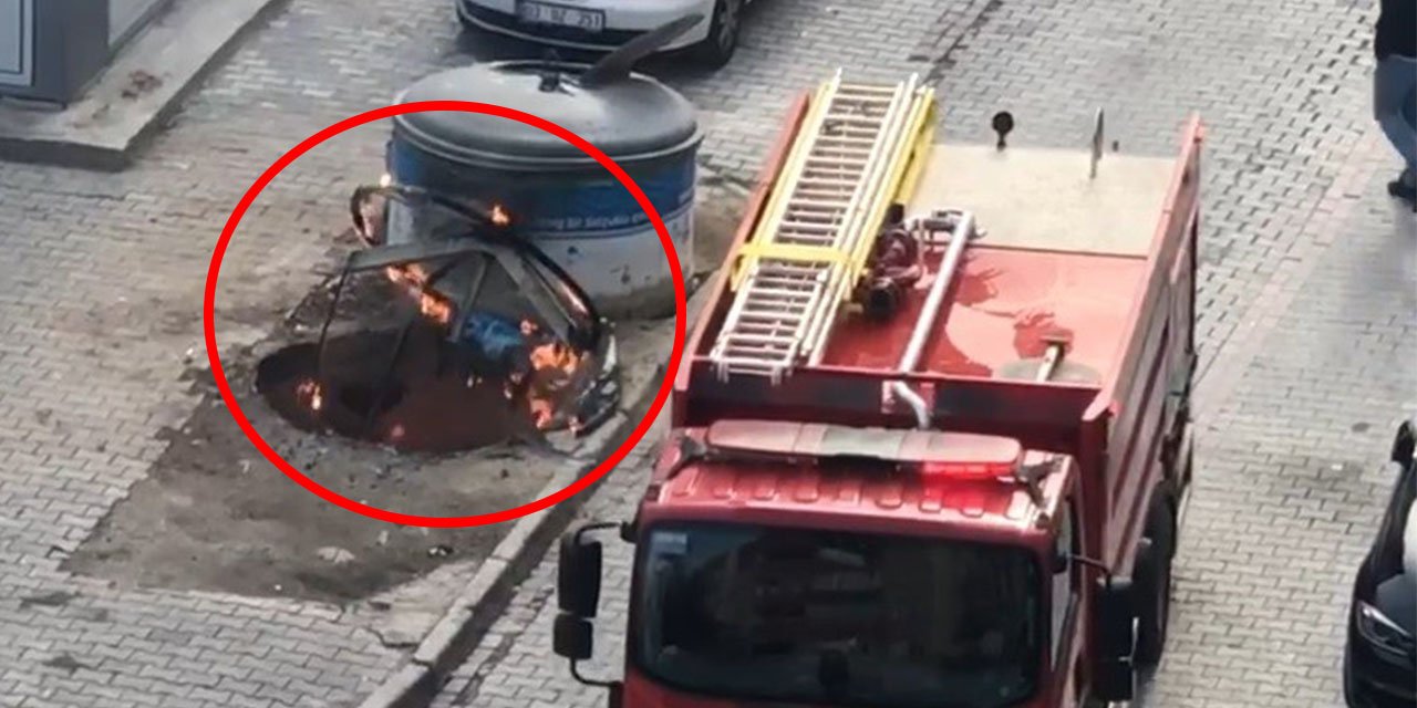 Konya'da çöp konteyneri alev alev yandı!