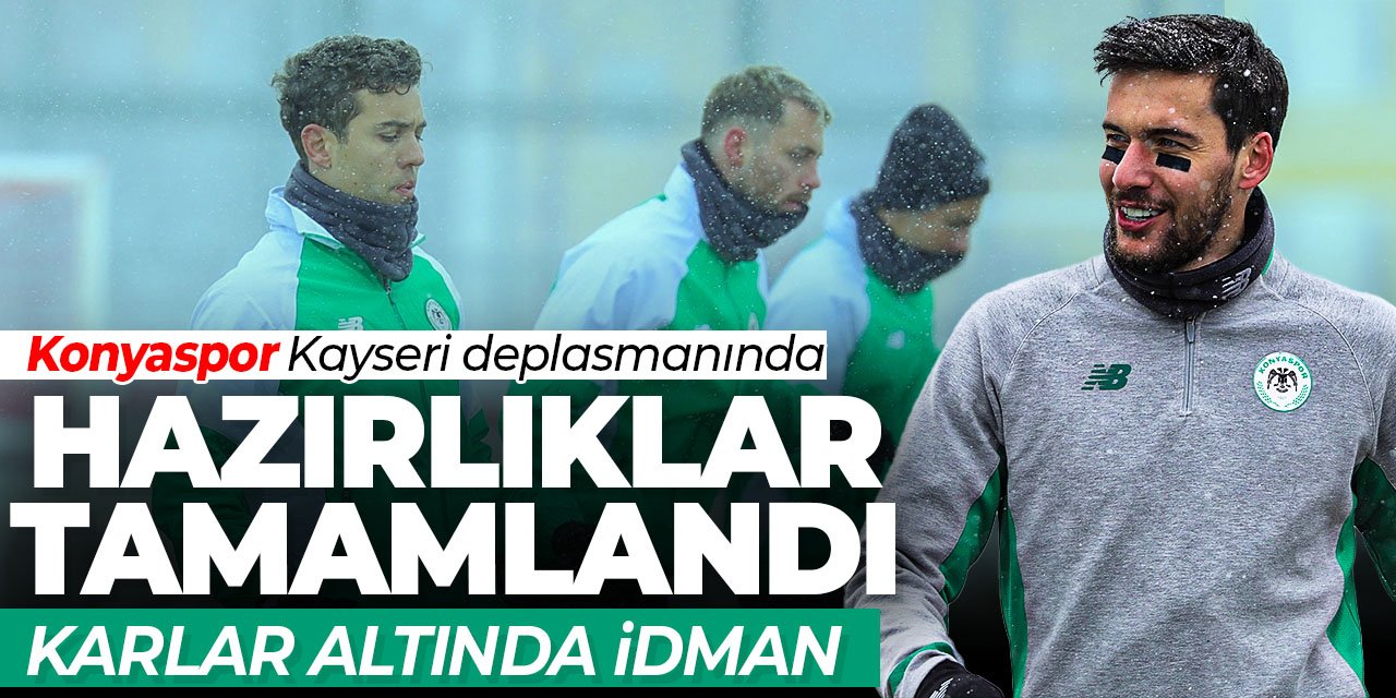 Konyaspor Kayseri hazırlıklarını tamamladı! Karlar altında son idmanını yaptı