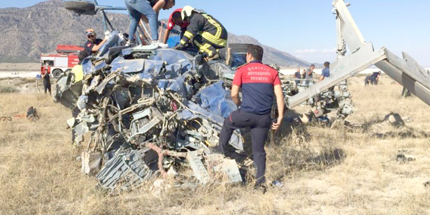 Denizli'de yangın söndürme helikopteri düştü