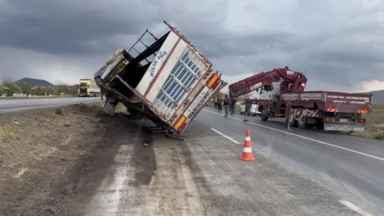 Konya'da tır devrildi büyükbaş hayvanlar kayboldu