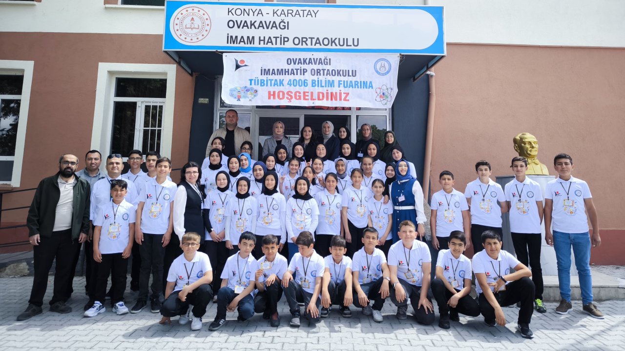 Karatay'ın uzak mahallesindeki okulda TÜBİTAK 4006 Bilim Fuarı düzenlendi