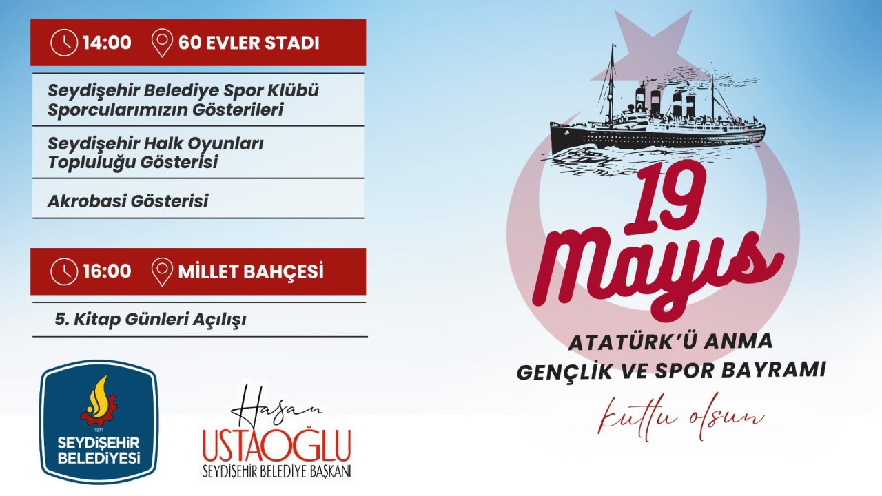 Seydişehir'de 19 Mayıs Atatürk’ü Anma Gençlik ve Spor Bayramı kutlanacak: Başkan davet etti