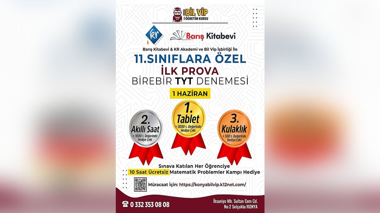 Bil-Vip’ten 11. Sınıflara Özel YKS Provası: Gerçek Deneme, Gerçek Ödüller!