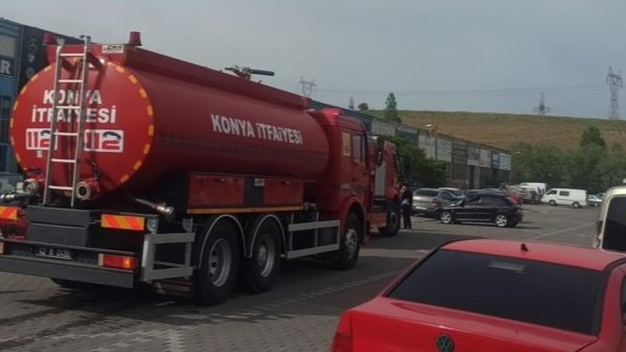 Konya'da oto tamirhanesinde yangın çıktı