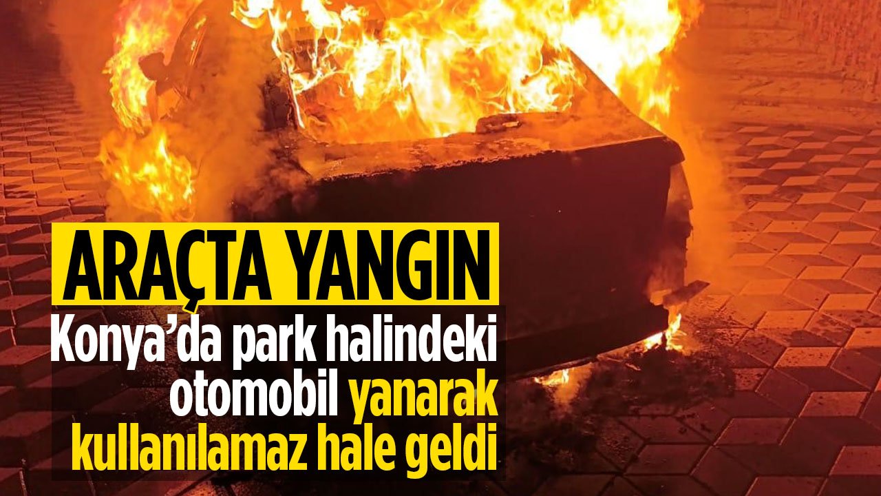 Konya'da park haindeki otomobil alevlere teslim oldu