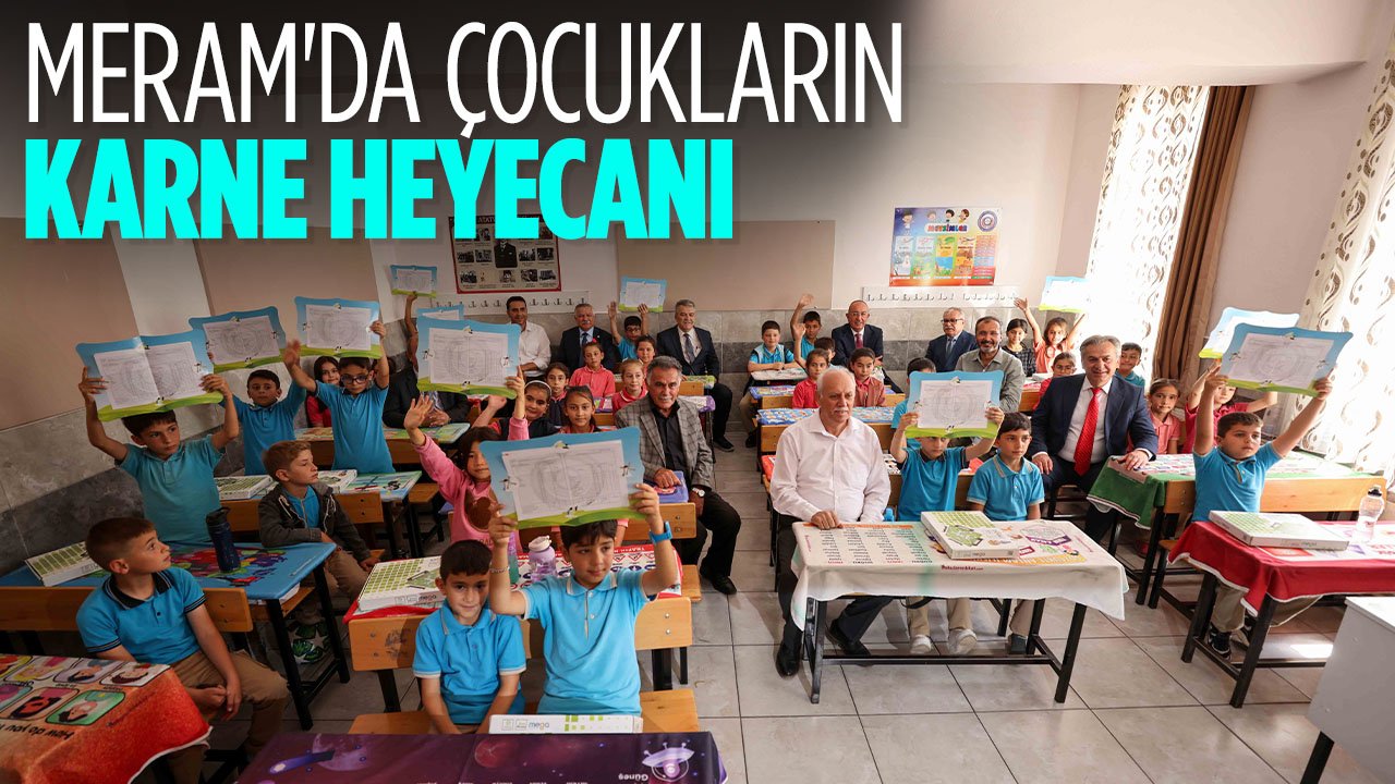 Konya Meram'da çocukların karne heyecanına başkanlar da katıldı
