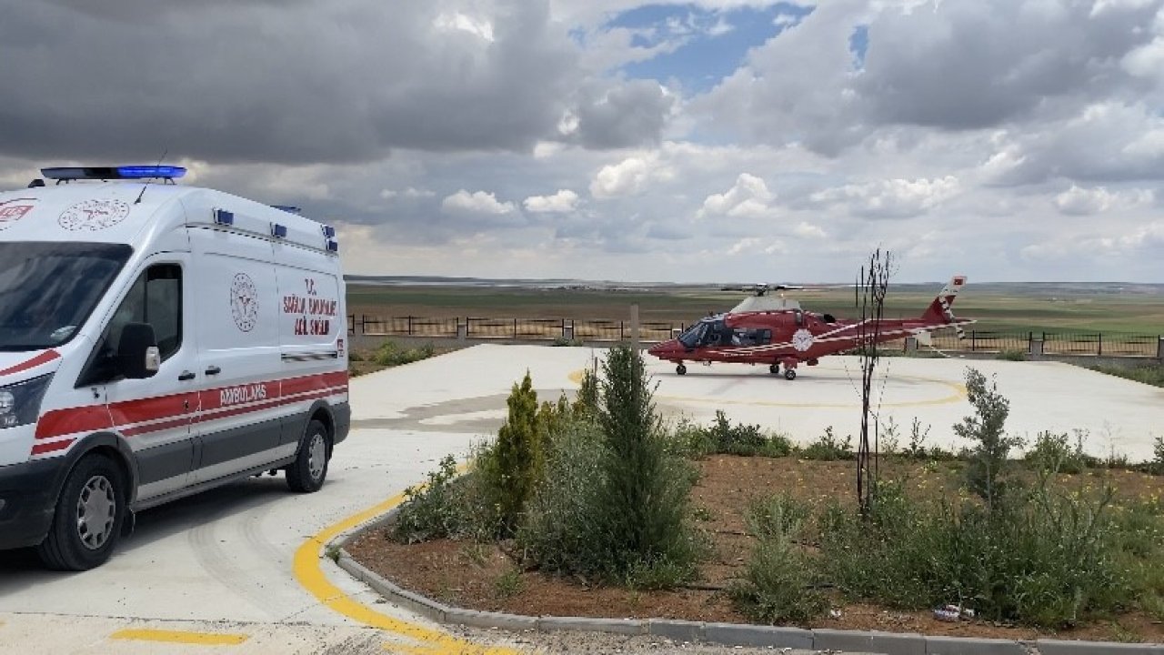 Konya'da hava ambulansı böbrek hastası için havalandı