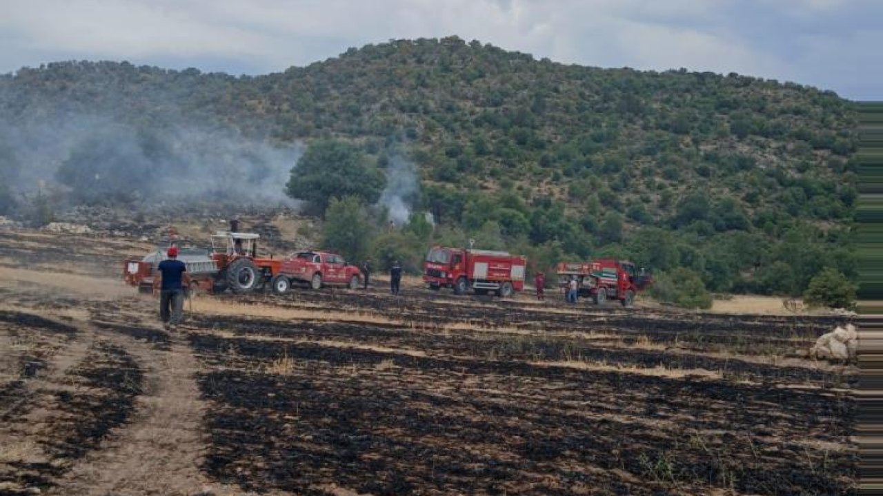Konya'da korkutan anız yangını: Büyümeden söndürüldü