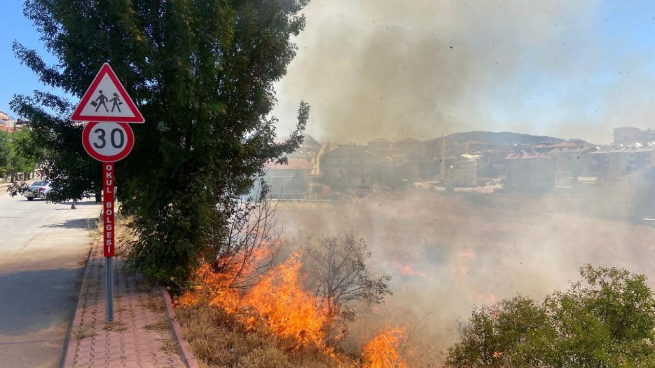 Beyşehir'de çıkan yangın bahçelere sıçramadan söndürüldü